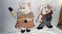 45"h set of wooden pigs