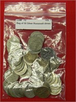 Bag of 50 Silver Roosevelt dimes