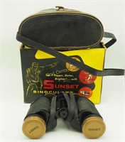 Sunset Vtg 7 X 35 Binoculars W Leather Case Box