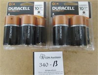 2 Packs Duracell "D" Batteries 4 Pack