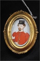 Antique British Miniature Portrait Military