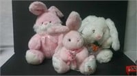 3 Plush Easter Rabbits