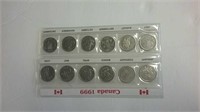 Set Of 1999 Canadian Provincial 25 Cent Coins