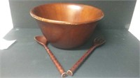 Wooden Salad Bowl & Utensils