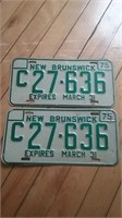 Matching 1975 New Brunswick License Plates