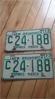 Matching 1973 New Brunswick License Plates