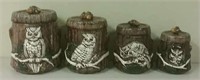 Delightful 4 Piece Ceramic Owl Cannister Set