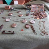 Pocket watches-some old, fobs, Chain, more
