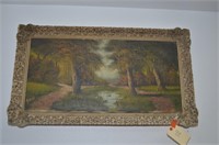 LARGE EARLY OIL ON CANVAS LANDSCAPE