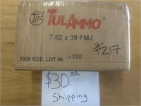 Tula 7.62x39 Case of 1,000 Rounds 122grn FMJ