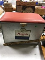 vintage hamms cooler, has handles
