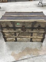 vintage fold out wood trunk