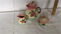 Three-piece art pottery tea set
