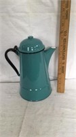 Turquoise Graniteware teapot with lid