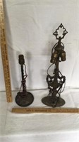 2 ornate iron table lamps