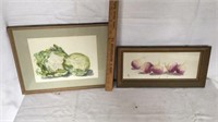 2 Still Life Vegetable Pictures- one signed