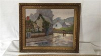 Oil on canvas painting in early frame depicting