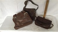 Three vintage brown purses