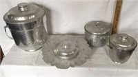 Four pieces of aluminum ware