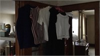 Four vintage blouses and one black dress
