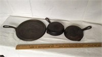 2 Griswold number three frying pans