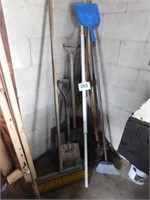 Long handled tools: rakes, brooms, shovels -
