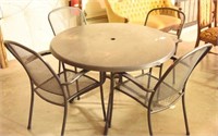 Black metal contemporary patio table and four