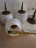 Set of 4 light post globes with brass accents  **