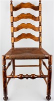 Furniture Vintage Rush Seat Ladder Back Chair
