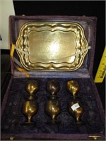 Small Brass Chalice Set w/Platter