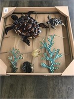 Wall Decor Metal Turtle Seaweed Sculpture