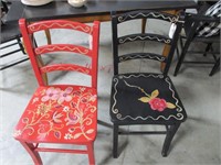 2 hand painted chairs