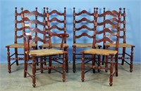 Six Willett Solid Cherry Ladderback Dining Chairs