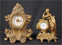 Two Cast Metal Circa 1900 Decorative Clocks