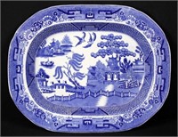 Staffordshire Blue Willow Platter 13.75" X 17.5"