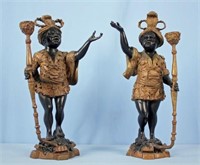 2  Auguste Moreau Bronze Blackamoor Candleholders