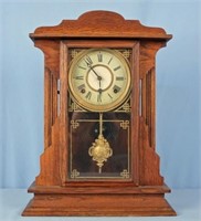 Antique Ingraham 8 Day Oak Kitchen Clock
