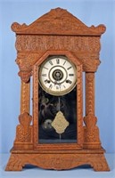 Waterbury Oak Gingerbread  Eight Day Mantle Clock