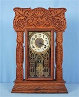 Ingraham Eight Day Oak Gingerbread  Mantle Clock