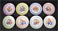 Eight Hand Painted German Fruit Plates 8" Dia.