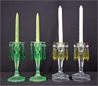 Two Pairs of 1930's Candle Sticks w/ Prisms