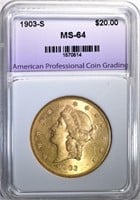 1903-S $20.00 GOLD LIBERTY, APCG, CH/GEM BU