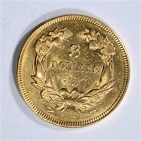 1857 $3.00 GOLD  AU/UNC