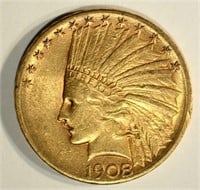 1908-S $10 INDIAN GOLD COIN AU