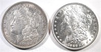 1886 & 1921-D MORGAN SILVER DOLLARS, CH BU