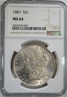 1887 MORGAN DOLLAR NGC MS64