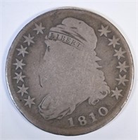 1810 CAPPED BUST HALF DOLLAR, VG/FINE