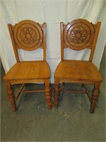 Vtg Pair Wood Carved Chairs Meier and Pohlmann