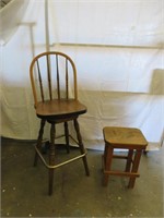 Spindle Back Bar Stool and Small Stool/Table