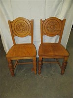 Vtg Pair Wood Carved Chairs Meier and Pohlmann